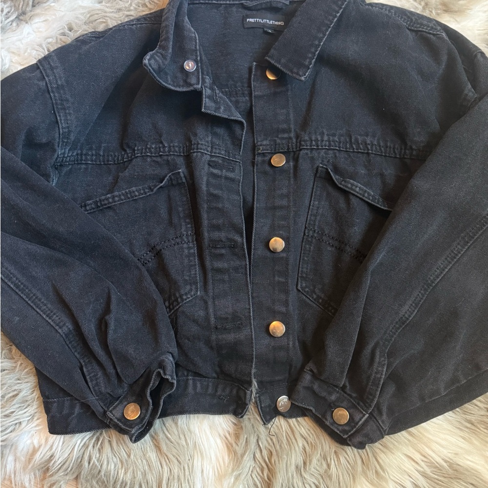 Prettylittlething Charcoal Denim Jacket